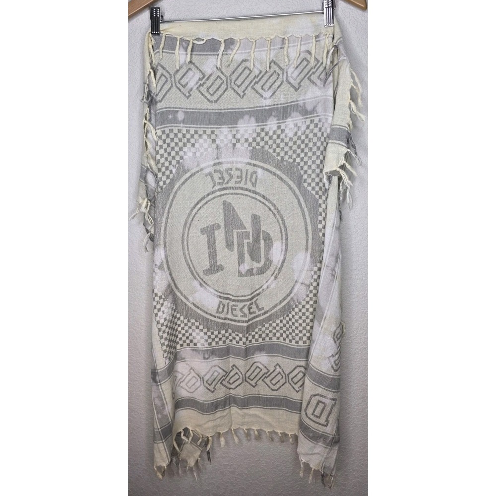 Vintage DIESEL Scarf Wrap Shawl Tie Dye Beige Cotton Sarong Only The Brave
